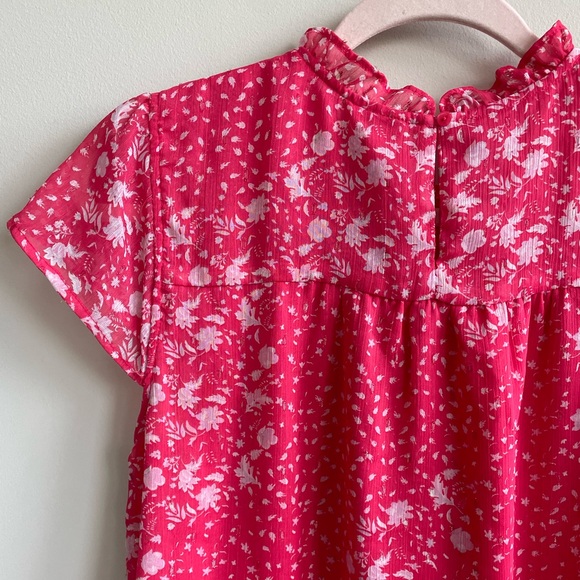 Joie Hot Pink Floral Cap Sleeve Blouse - Picture 7 of 13